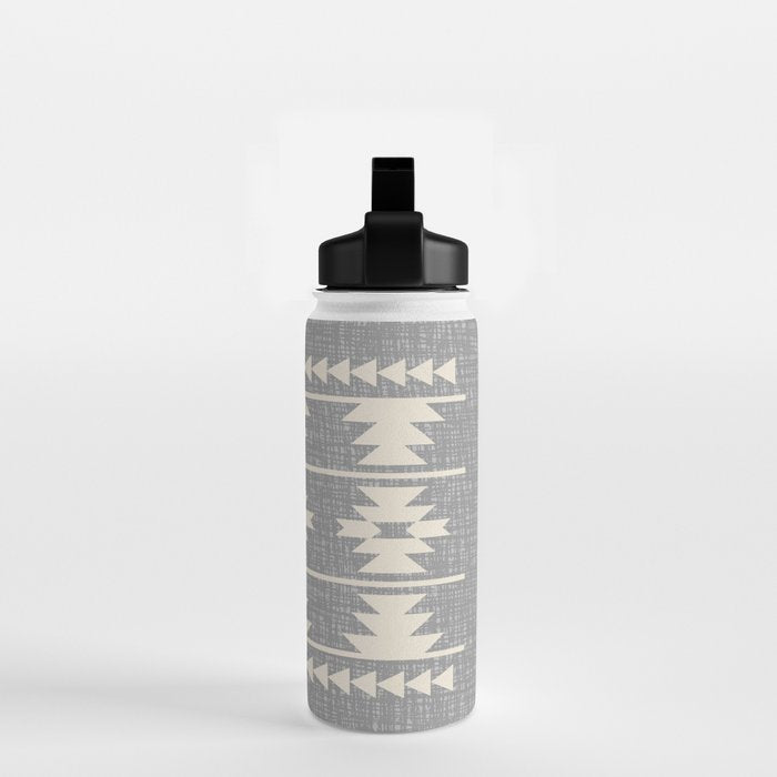 Southwestern Pattern 131 Gray and Beige Water Bottle Gallery Image 2