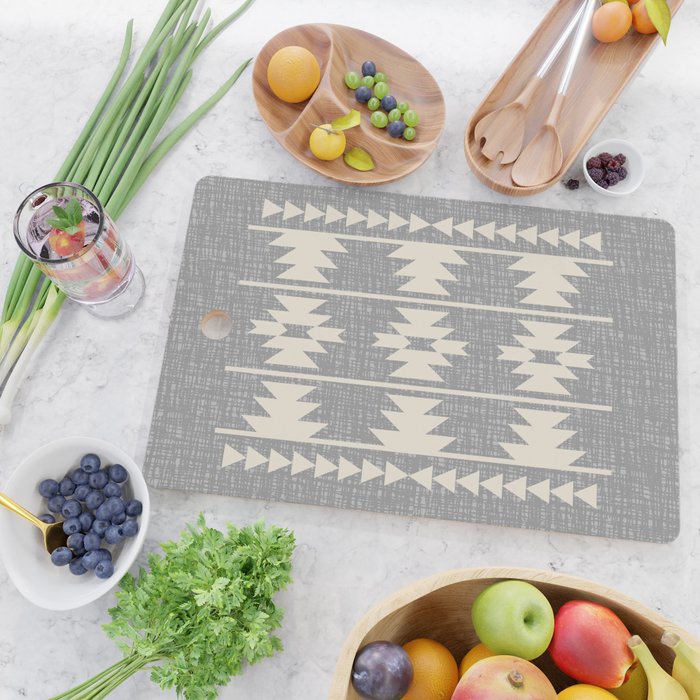 Southwestern Pattern 131 Gray and Beige Cutting Board Gallery Image 2