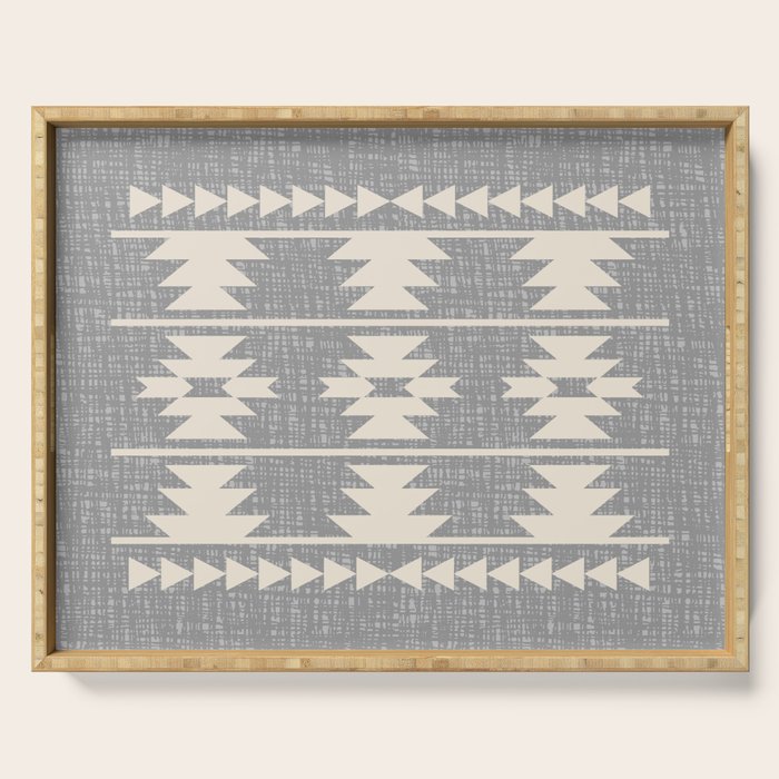 Southwestern Pattern 131 Gray and Beige Serving Tray Gallery Image 1