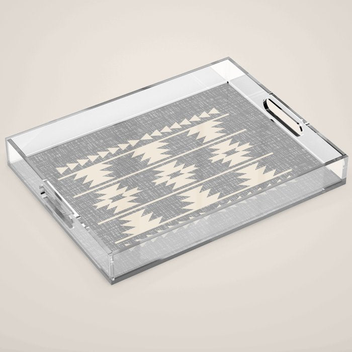 Southwestern Pattern 131 Gray and Beige Acrylic Tray Gallery Image 1