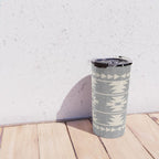 Southwestern Pattern 131 Gray and Beige Travel Mug Gallery Image 4