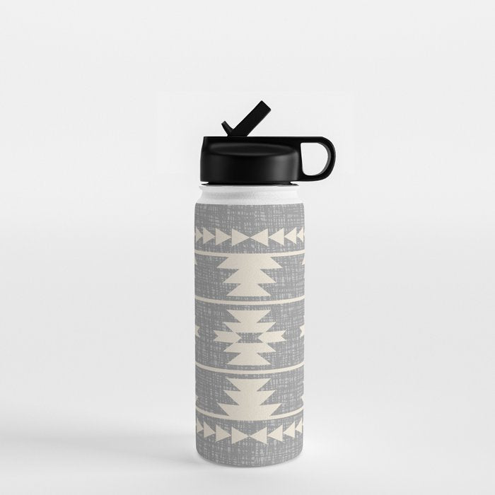 Southwestern Pattern 131 Gray and Beige Water Bottle Gallery Image 1
