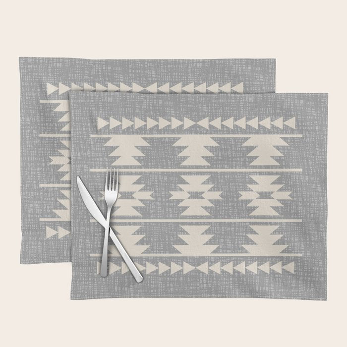 Southwestern Pattern 131 Gray and Beige Placemat Gallery Image 1