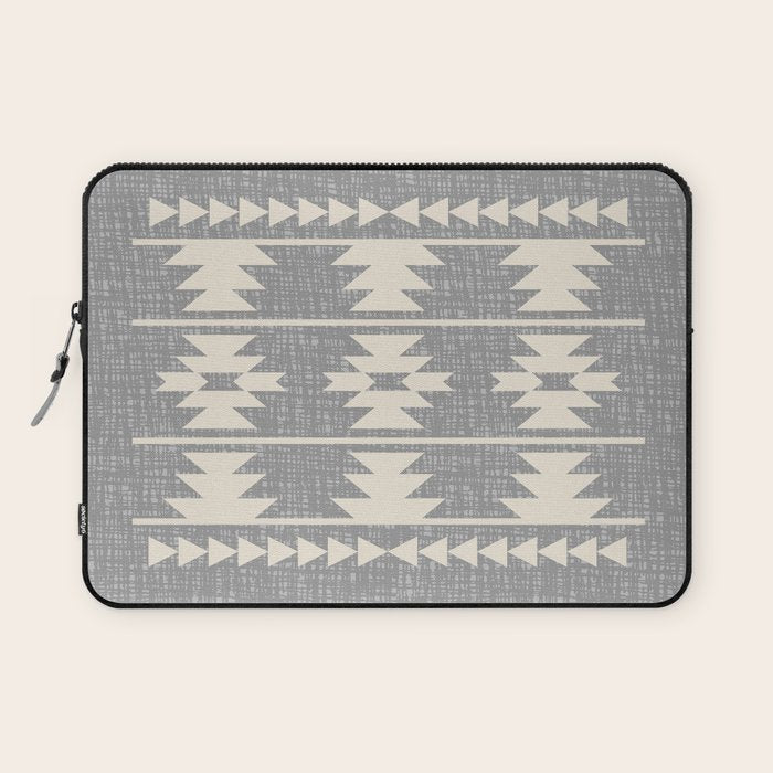 Southwestern Pattern 131 Gray and Beige Laptop Sleeve Gallery Image 1