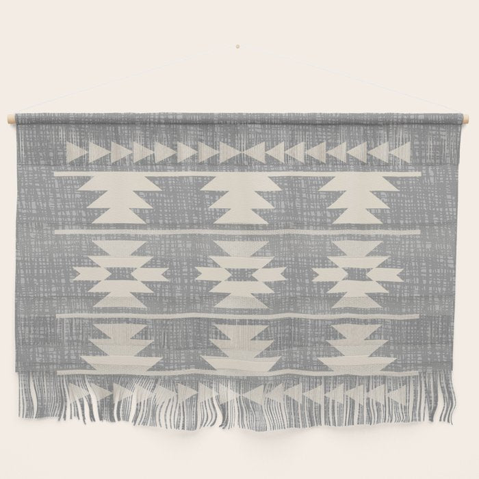 Southwestern Pattern 131 Gray and Beige Wall Hanging Gallery Image 1