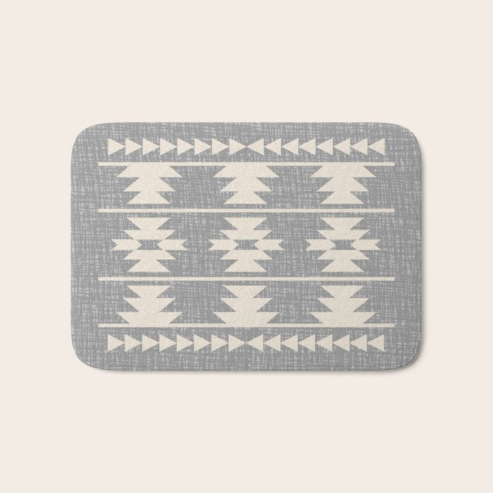 Southwestern Pattern 131 Gray and Beige Bath Mat Gallery Image 1