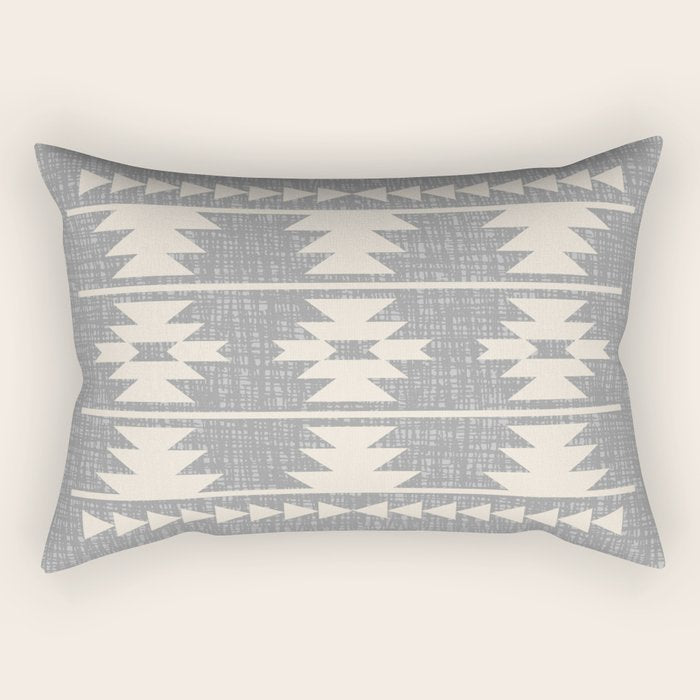 Southwestern Pattern 131 Gray and Beige Rectangular Pillow Gallery Image 2