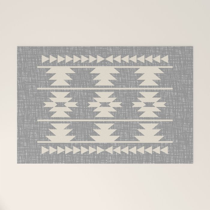 Southwestern Pattern 131 Gray and Beige Welcome Mat Gallery Image 1