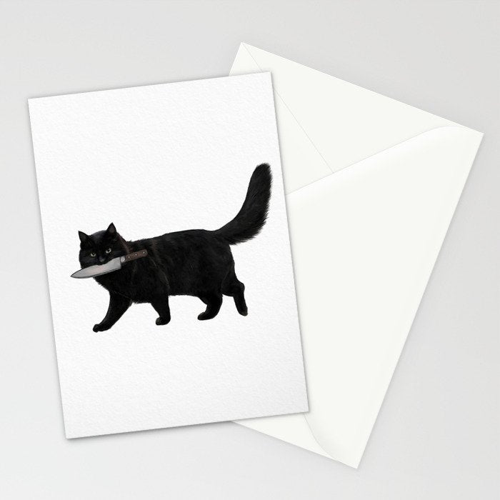 Knife Cat Stationery Card Gallery Image 2