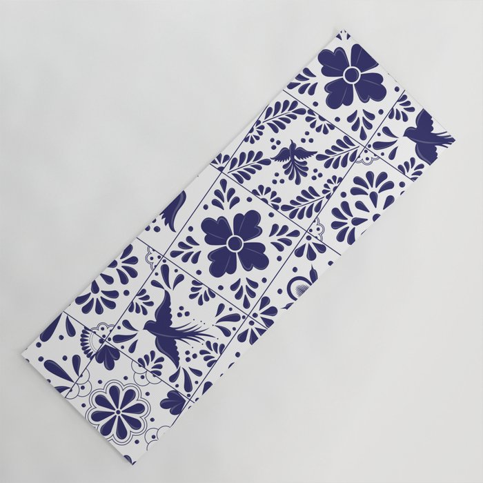 Mexican Talavera Blue Tiles Pattern by Akbaly Yoga Mat Gallery Image 1