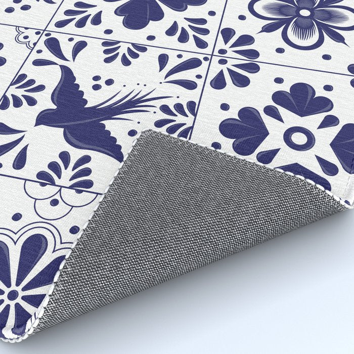Mexican Talavera Blue Tiles Pattern by Akbaly Rug Gallery Image 4