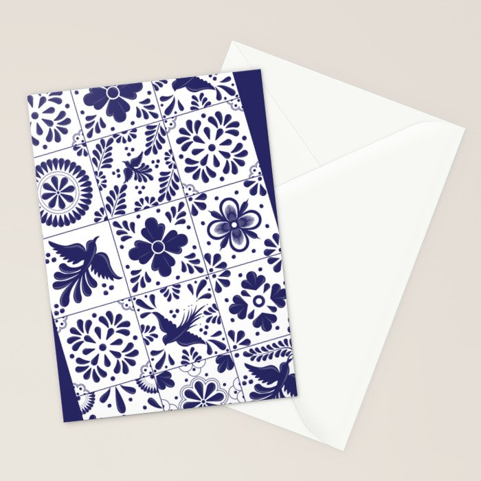 Mexican Talavera Blue Tiles Pattern by Akbaly Stationery Card Gallery Image 2