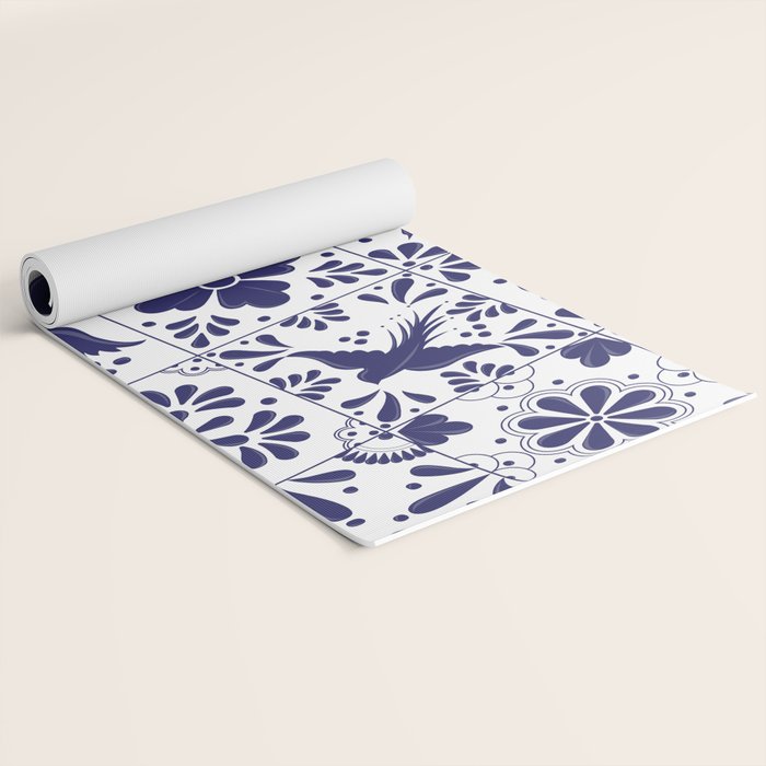 Mexican Talavera Blue Tiles Pattern by Akbaly Yoga Mat Gallery Image 2