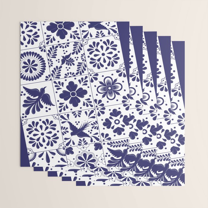 Mexican Talavera Blue Tiles Pattern by Akbaly Wrapping Paper Gallery Image 3