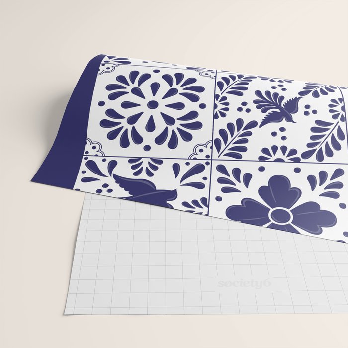 Mexican Talavera Blue Tiles Pattern by Akbaly Wrapping Paper Gallery Image 2