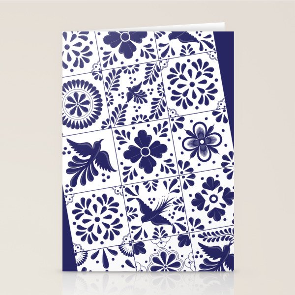 Mexican Talavera Blue Tiles Pattern by Akbaly Stationery Card Gallery Image 2