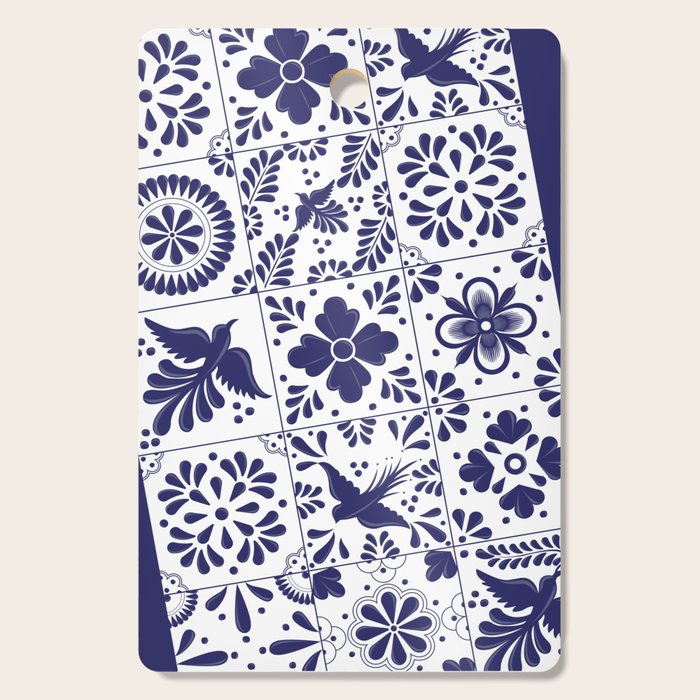 Mexican Talavera Blue Tiles Pattern by Akbaly Cutting Board Gallery Image 1
