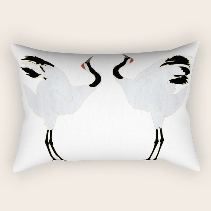 Cranes Dancing Rectangular Pillow Gallery Image 2