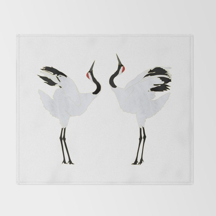 Cranes Dancing Throw Blanket Gallery Image 2