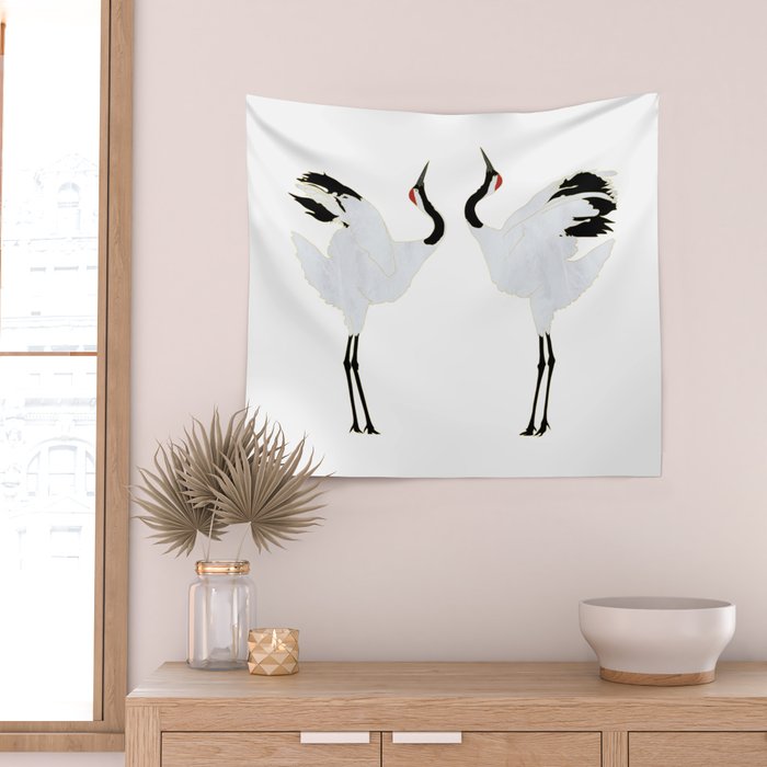 Cranes Dancing Wall Tapestry Gallery Image 2