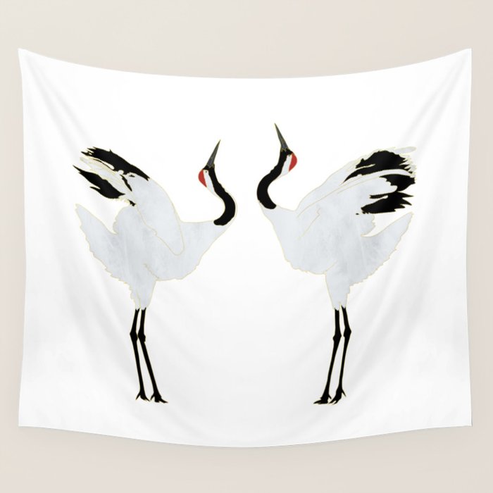 Cranes Dancing Wall Tapestry Gallery Image 2