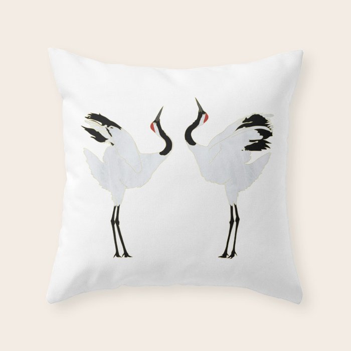 Cranes Dancing Throw Pillow Gallery Image 1