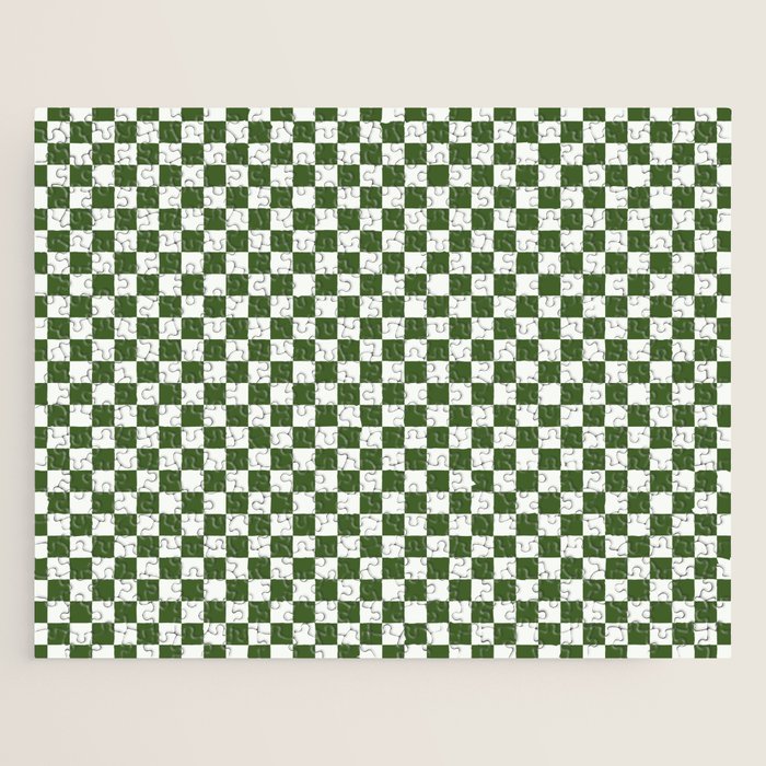 Mini Mini Check Pattern in Green  Jigsaw Puzzle Gallery Image 1