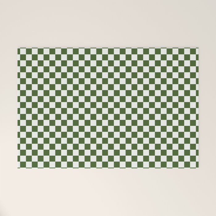 Mini Mini Check Pattern in Green  Welcome Mat Gallery Image 1