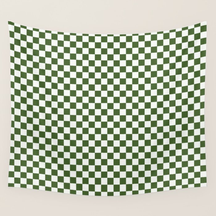 Mini Mini Check Pattern in Green  Wall Tapestry Gallery Image 4