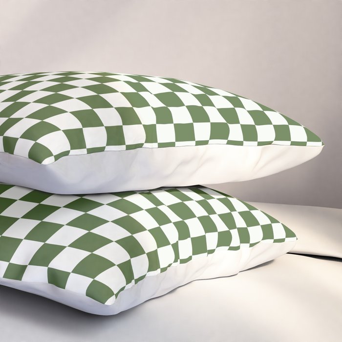Mini Mini Check Pattern in Green  Pillow Sham Gallery Image 3