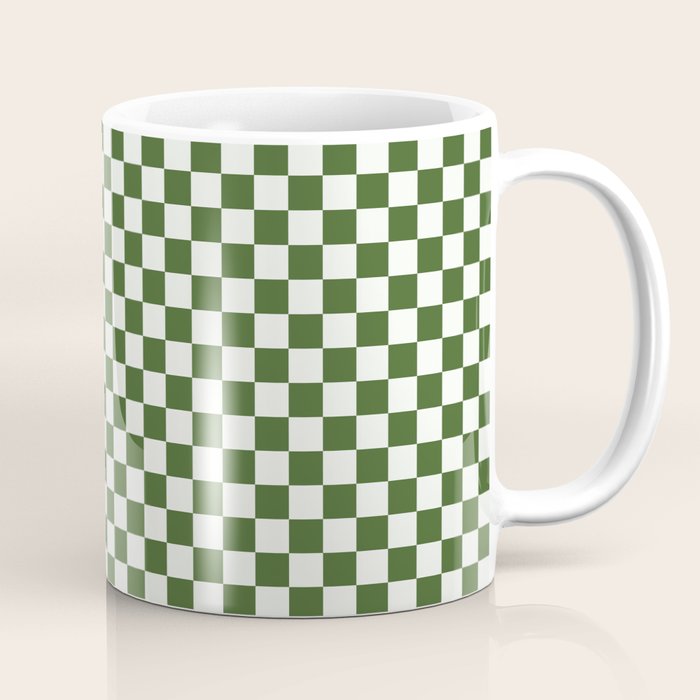 Mini Mini Check Pattern in Green  Coffee Mug Gallery Image 1