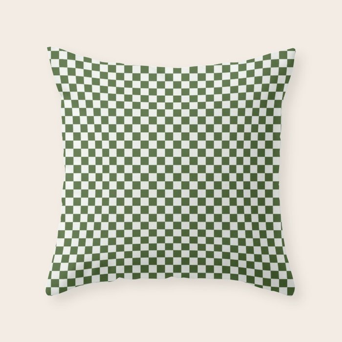 Mini Mini Check Pattern in Green  Throw Pillow Gallery Image 1