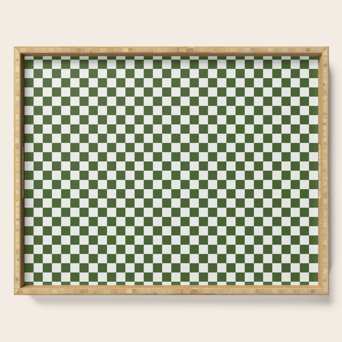 Mini Mini Check Pattern in Green  Serving Tray Gallery Image 1