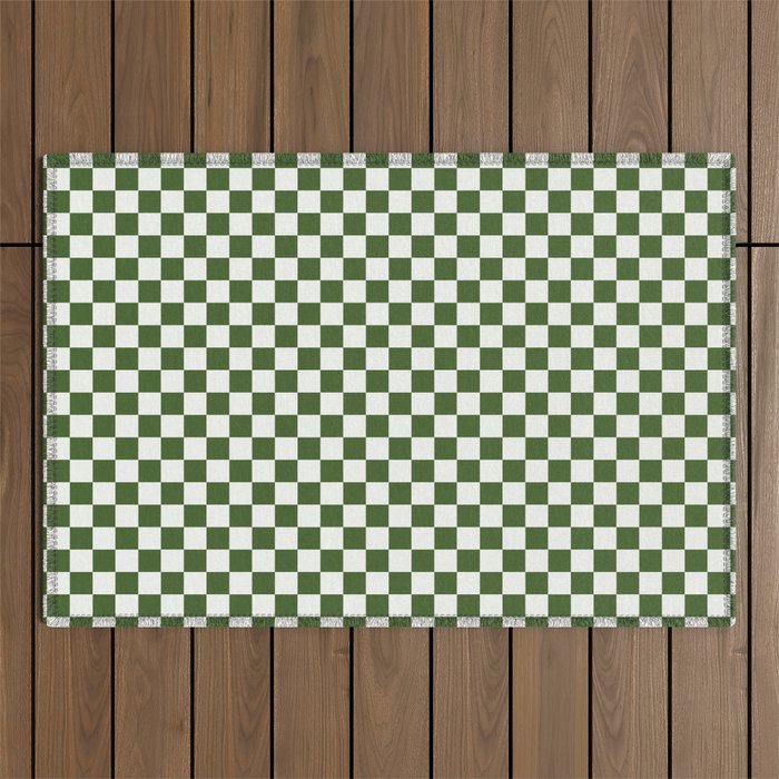 Mini Mini Check Pattern in Green  Outdoor Rug Gallery Image 1