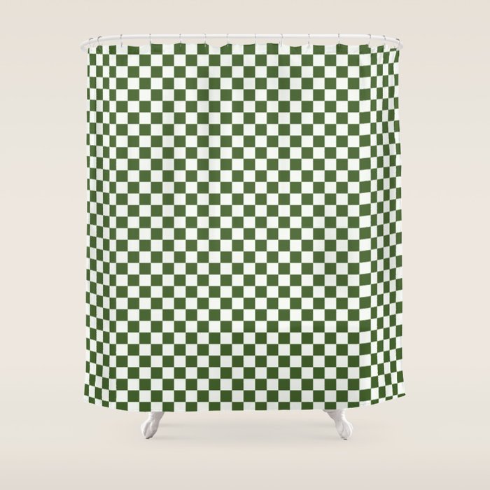 Mini Mini Check Pattern in Green  Shower Curtain Gallery Image 1