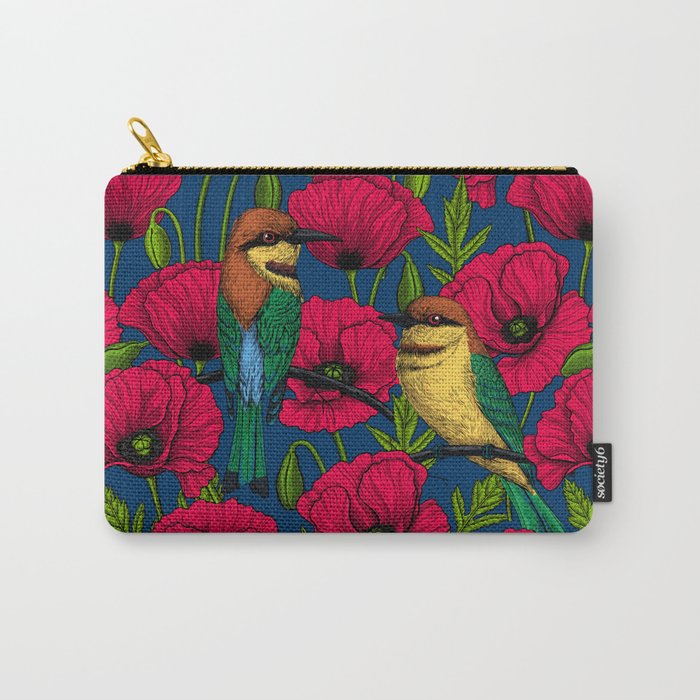 Bee eaters and poppies  Carry All Pouch Gallery Image 1