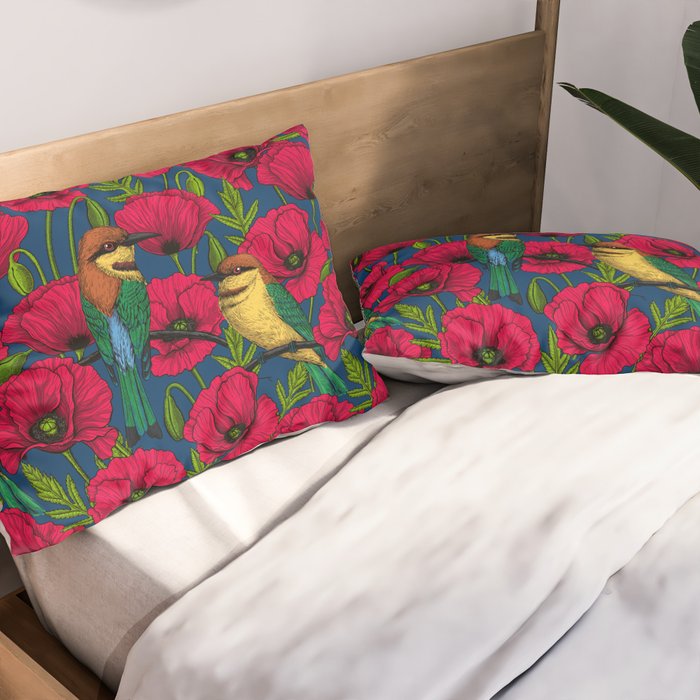Bee eaters and poppies  Pillow Sham Gallery Image 2