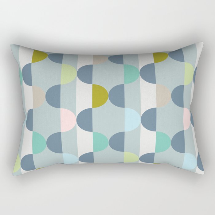City life facade blue teal Rectangular Pillow Gallery Image 2