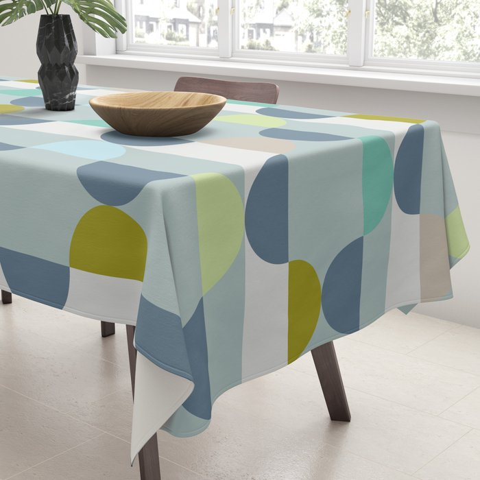 City life facade blue teal Tablecloth Gallery Image 3