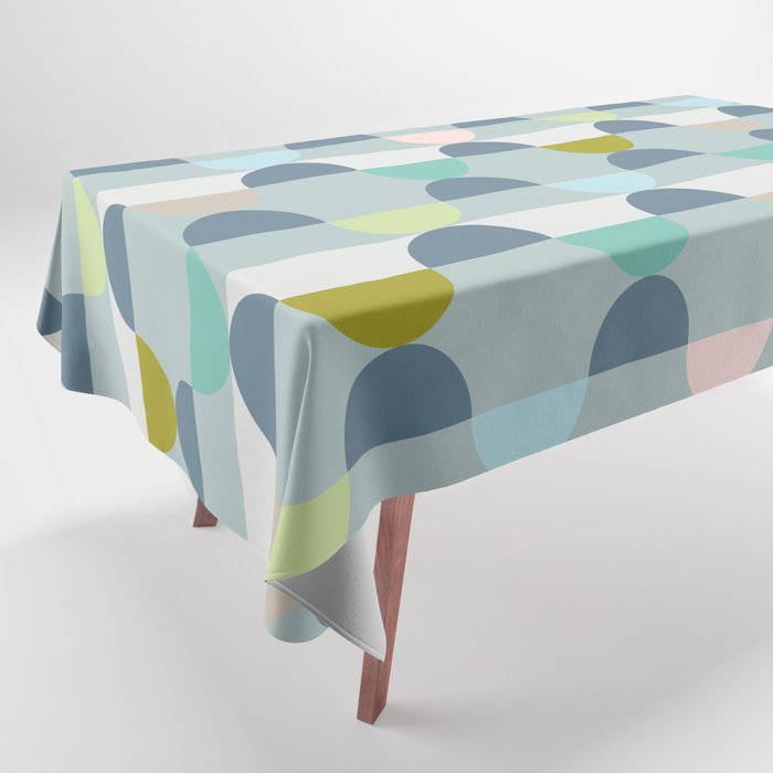 City life facade blue teal Tablecloth Gallery Image 1