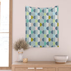 City life facade blue teal Wall Tapestry Gallery Image 2