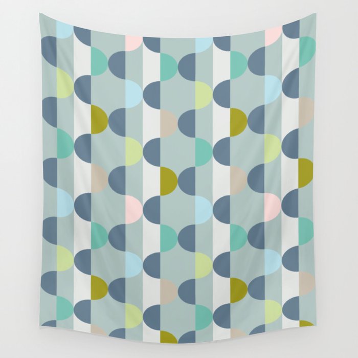 City life facade blue teal Wall Tapestry Gallery Image 4