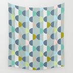 City life facade blue teal Wall Tapestry Gallery Image 4