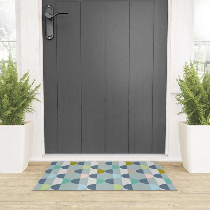 City life facade blue teal Welcome Mat Gallery Image 3