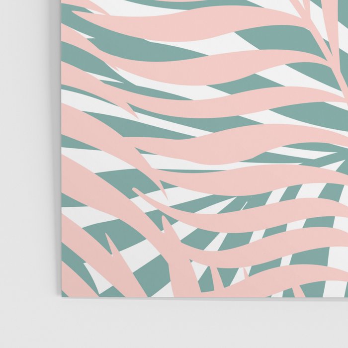 Summer, Tropical Green and Pink, Palm Leaves Pattern Poster Gallery Image 3