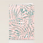 Summer, Tropical Green and Pink, Palm Leaves Pattern Stationery Card Gallery Image 2