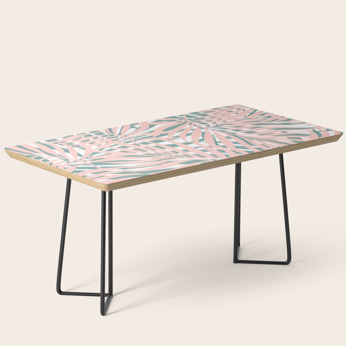 Summer, Tropical Green and Pink, Palm Leaves Pattern Coffee Table Gallery Image 1