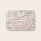 Summer, Tropical Green and Pink, Palm Leaves Pattern Bath Mat Gallery Image 1