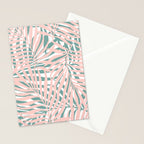 Summer, Tropical Green and Pink, Palm Leaves Pattern Stationery Card Gallery Image 2