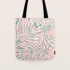 Summer, Tropical Green and Pink, Palm Leaves Pattern Tote Bag Gallery Image 1